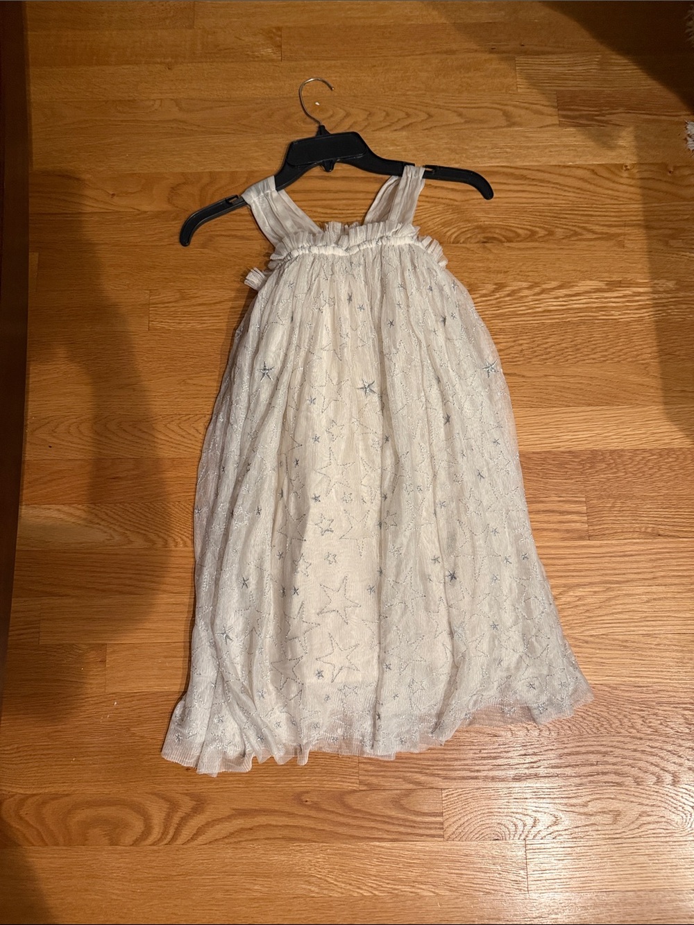 Hanna Andersson Ivory Star-Embroidered Tulle Dress